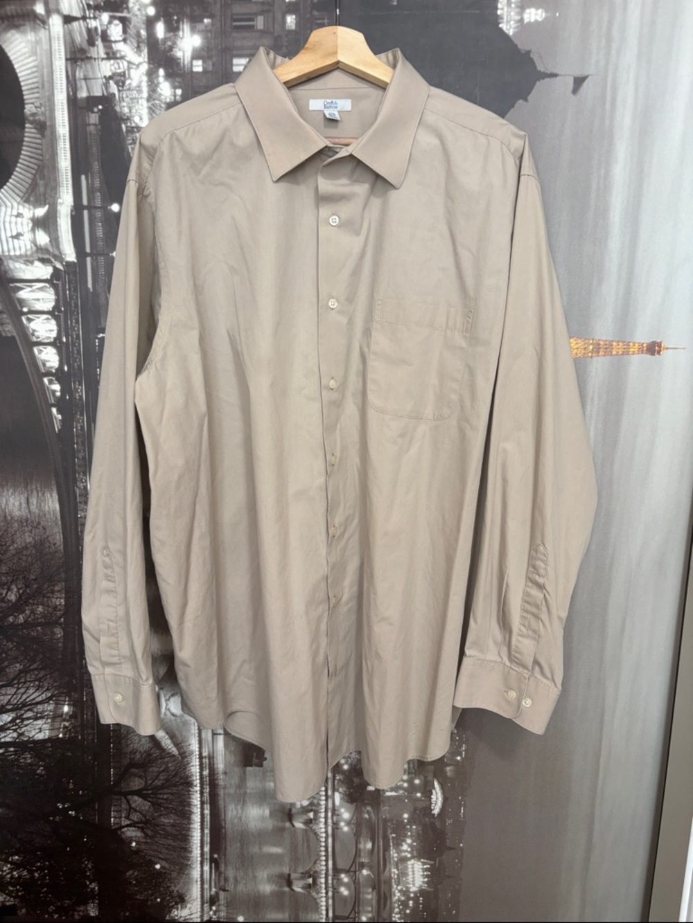 Big and tall Classic Men's Button-Up Shirt in Beige